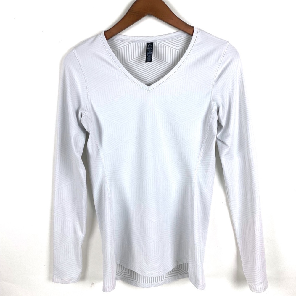 Under Armour Women’s Coldgear Athletic Workout Top V-Neck Medium White